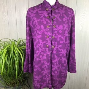 NWOT Vintage Handmade mandarin style purple long sleeve top new old stock
